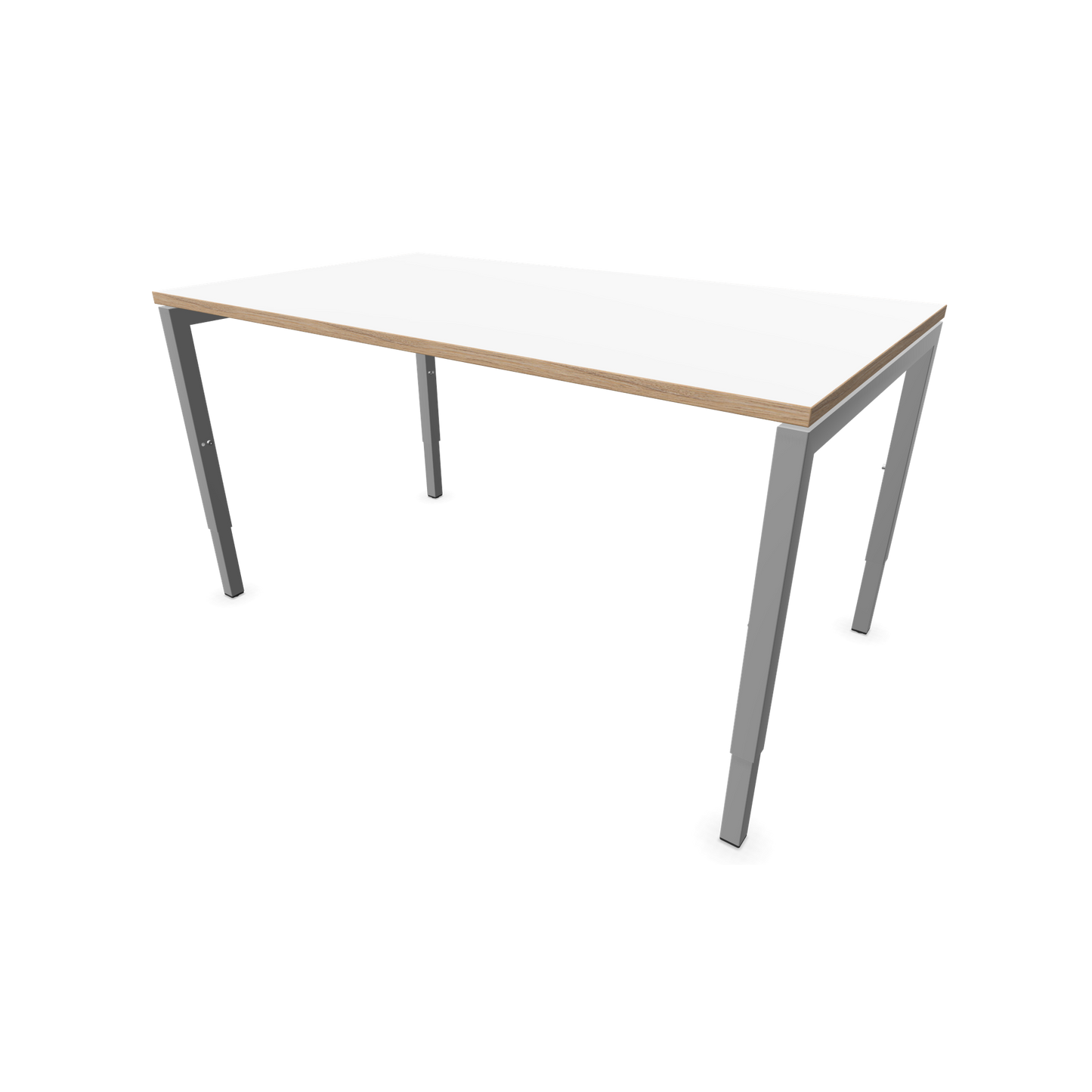 Narbutas Nova H Schreibtisch Gestell silbergrau - Tischplatte Weiss mit Holzkante - 1400x800mm - 6024353