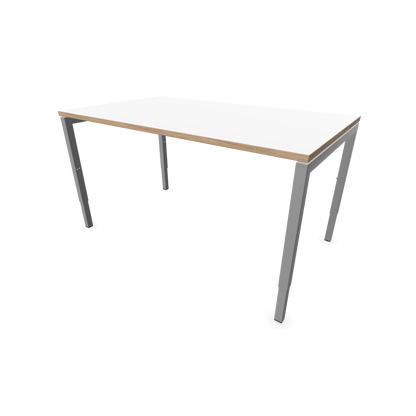 Narbutas Nova H Schreibtisch Gestell silbergrau - Tischplatte Weiss mit Holzkante - 1400x800mm - 6024353