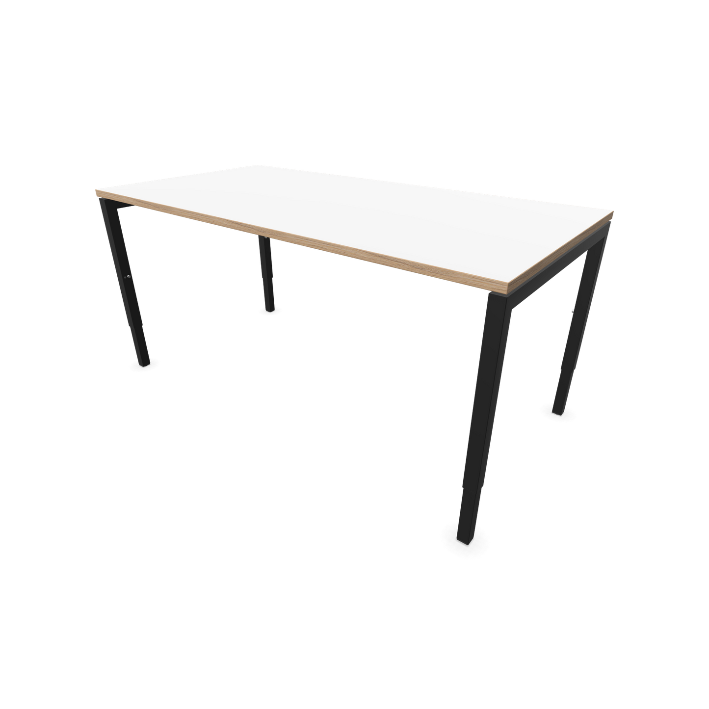 Narbutas Nova H Schreibtisch Gestell schwarz - Tischplatte Weiss mit Holzkante - 1600x800mm - 6024371