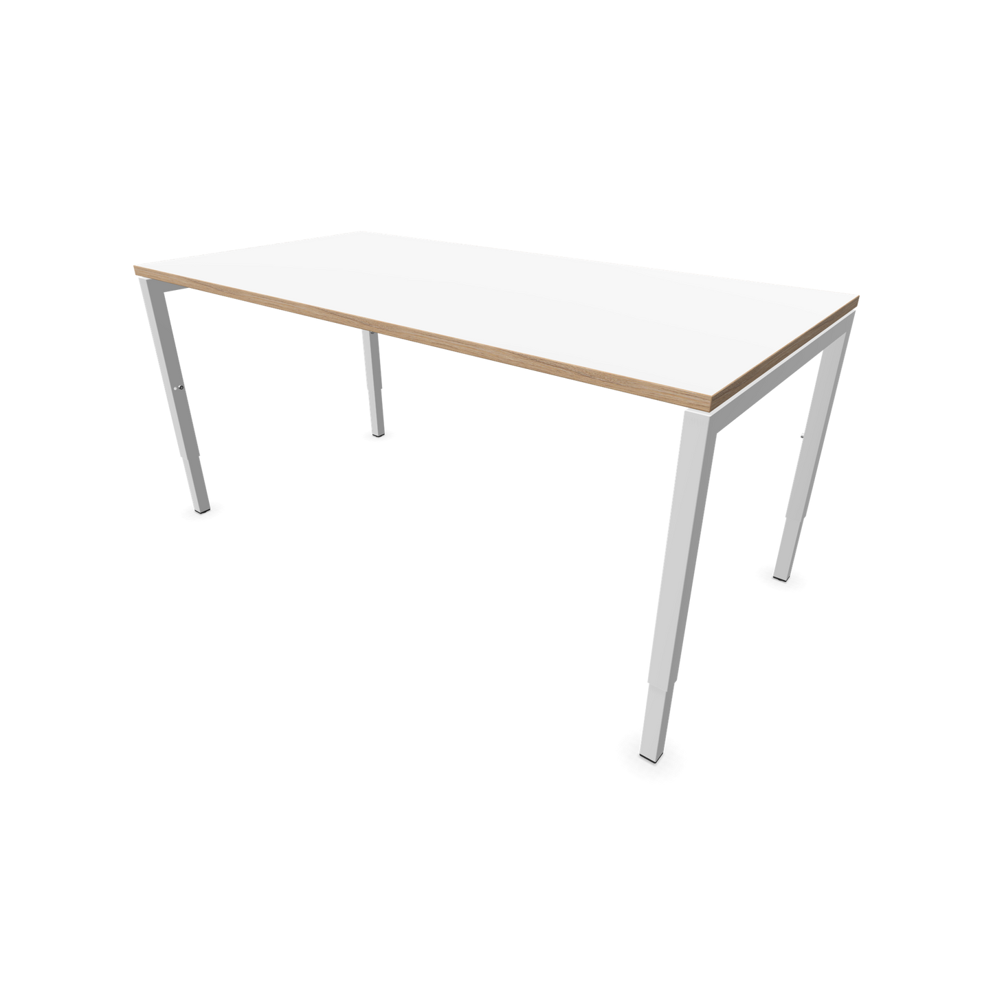 Narbutas Nova H Schreibtisch Gestell weiss - Tischplatte Weiss mit Holzkante - 1600x800mm - 6024380