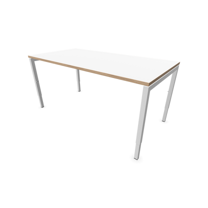 Narbutas Nova H Schreibtisch Gestell weiss - Tischplatte Weiss mit Holzkante - 1600x800mm - 6024380