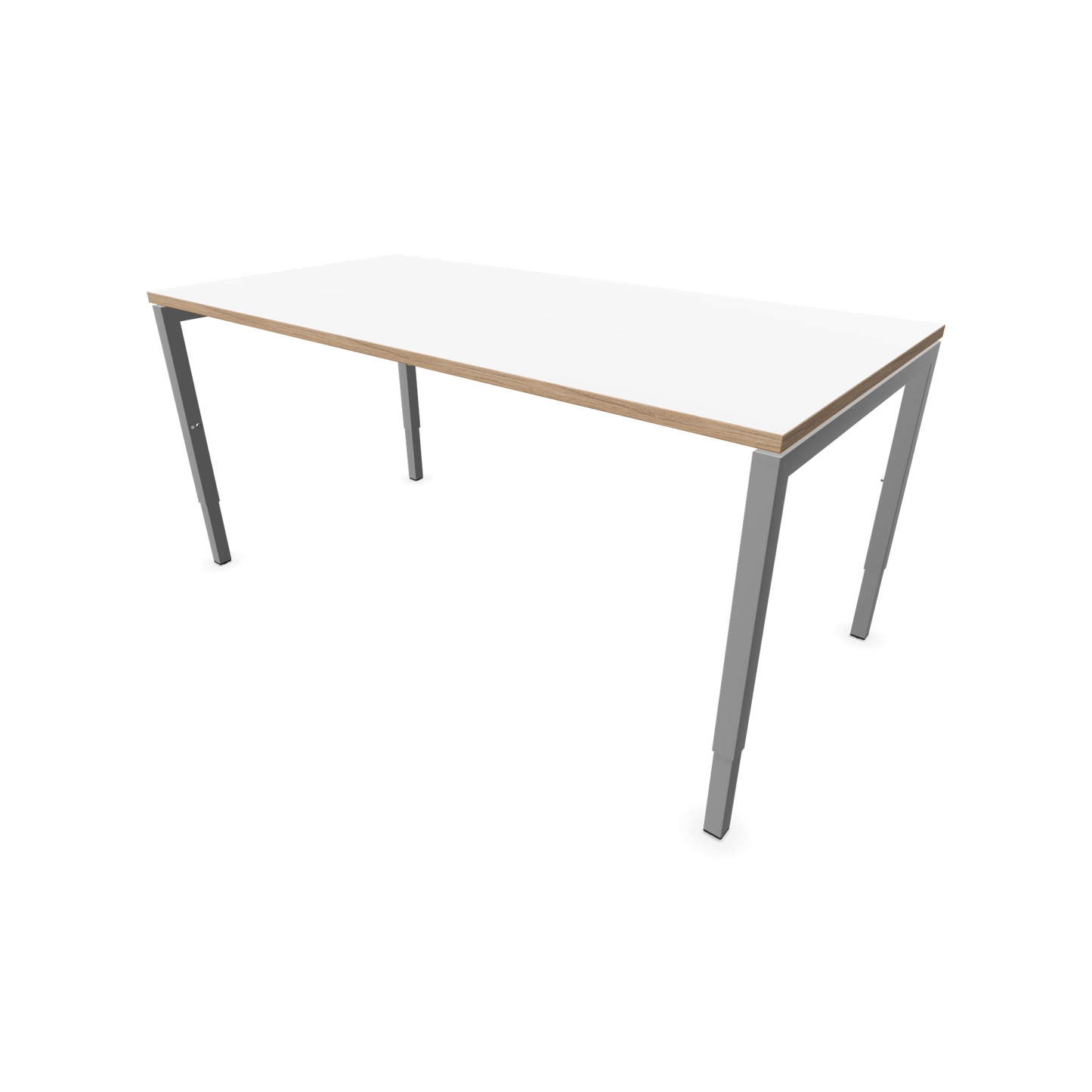 Narbutas Nova H Schreibtisch Gestell silbergrau - Tischplatte Weiss mit Holzkante - 1600x800mm - 6024389
