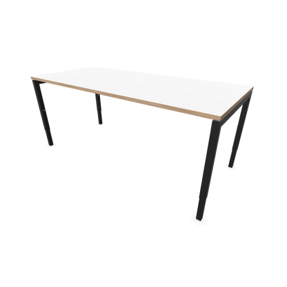 Narbutas Nova H Schreibtisch Gestell schwarz - Tischplatte Weiss mit Holzkante - 1800x800mm - 6024407