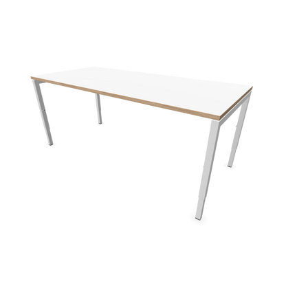 Narbutas Nova H Schreibtisch Gestell weiss - Tischplatte Weiss mit Holzkante - 1800x800mm - 6024416