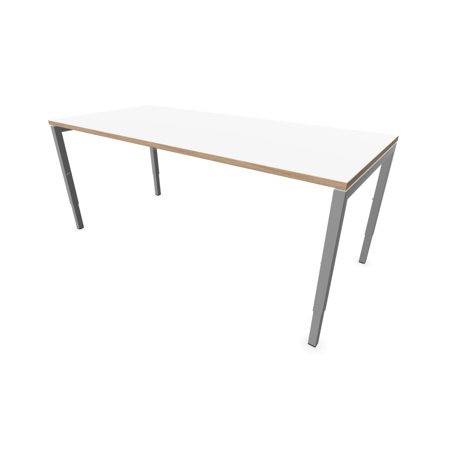 Narbutas Nova H Schreibtisch Gestell silbergrau - Tischplatte Weiss mit Holzkante - 1800x800mm - 6024425