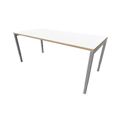 Narbutas Nova H Schreibtisch Gestell silbergrau - Tischplatte Weiss mit Holzkante - 1800x800mm - 6024425