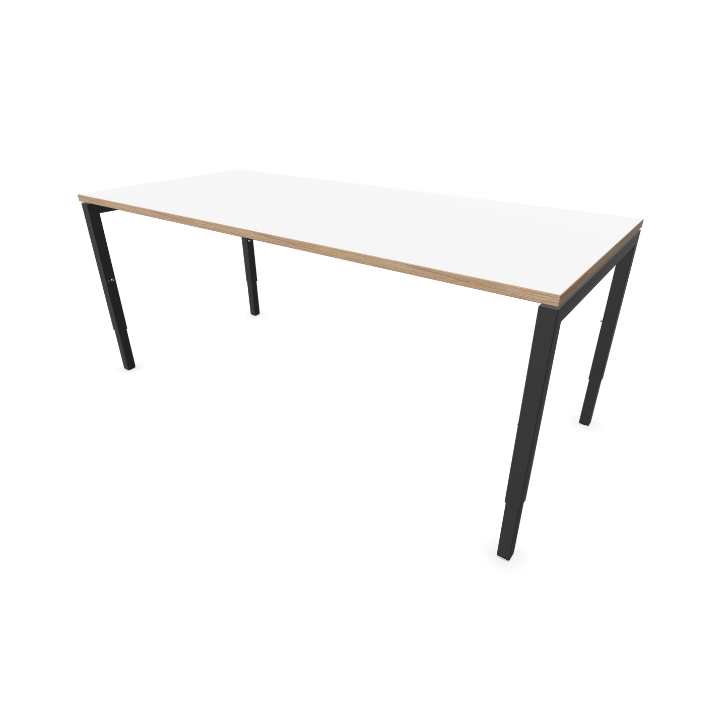 Narbutas Nova H Schreibtisch Gestell Dunkelgrau - Tischplatte Weiss mit Holzkante - 1800x800mm - 6024434