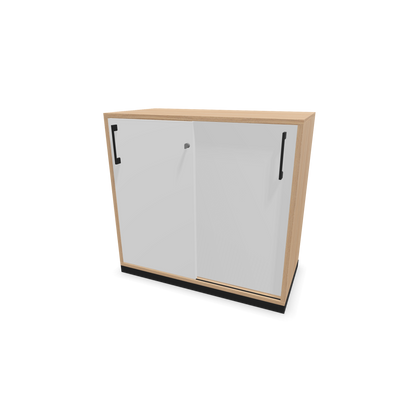 Narbutas Choice Schiebetürschrank 2-OH - 800mm - Bernsteineichendekor und weisser Front mit Griffen Schwarz