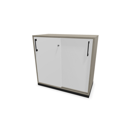 Narbutas Choice Schiebetürschrank 2-OH - 800mm - Holzdekor grau und weisser Front mit Griffen Schwarz