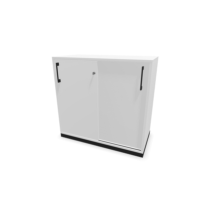 Narbutas Choice Schiebetürschrank 2-OH - 800mm - Weiss mit Griffen Schwarz