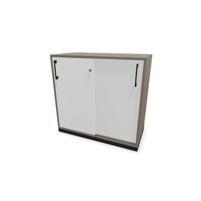 Narbutas Choice Schiebetürschrank 2-OH - 800mm - Cubanitgrau und weisser Front mit Griffen Schwarz