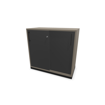 Narbutas Choice Schiebetürschrank 2-OH - 800mm - Cubanitgrau und dunkelgrauer Front mit Griffen Schwarz