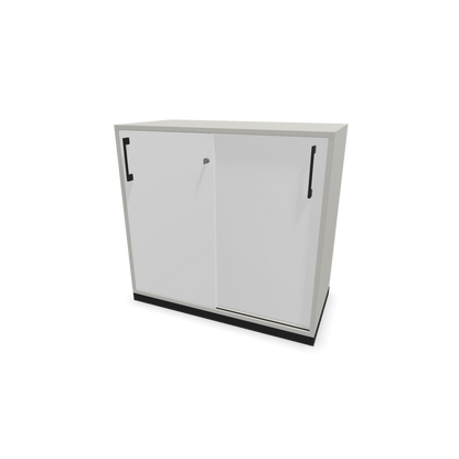 Narbutas Choice Schiebetürschrank 2-OH - 800mm - Perlgrau und weisser Front mit Griffen Schwarz