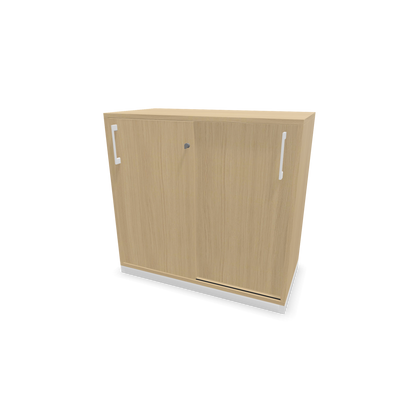 Narbutas Choice Schiebetürschrank 2-OH - 800mm - Eichendekor gebleicht mit Griffen Weiss