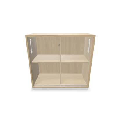 Narbutas Choice Schiebetürschrank 2-OH - 800mm Durchblick Ansicht mit Mitteltrennwand und 2 Fachböden