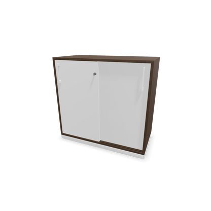 Narbutas Choice Schiebetürschrank 2-OH - 800mm - Nussbaumdekor und weisser Front mit Griffen Weiss