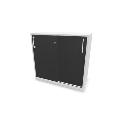 Narbutas Choice Schiebetürschrank 2-OH - 800mm - Weiss und dunkelgrauer Front mit Griffen Weiss