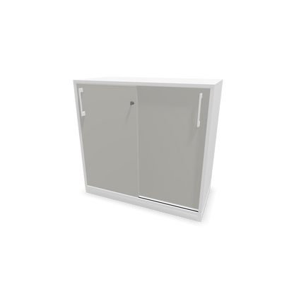 Narbutas Choice Schiebetürschrank 2-OH - 800mm - Weiss und perlgrauer Front mit Griffen Weiss