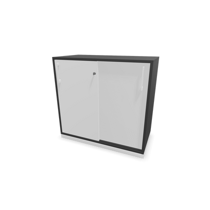 Narbutas Choice Schiebetürschrank 2-OH - 800mm - Dunkelgrau und weisser Front mit Griffen Weiss