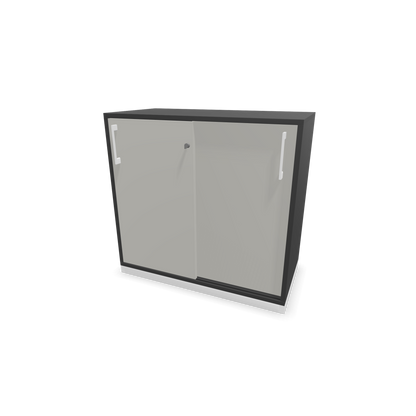Narbutas Choice Schiebetürschrank 2-OH - 800mm - Dunkelgrau und perlgrauer Front mit Griffen Weiss