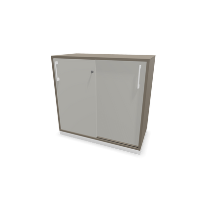 Narbutas Choice Schiebetürschrank 2-OH - 800mm - Cubanitgrau und perlgrauer Front mit Griffen Weiss