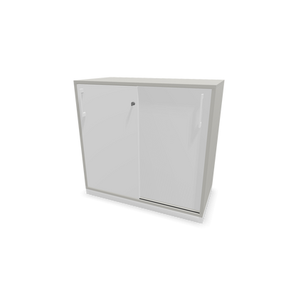 Narbutas Choice Schiebetürschrank 2-OH - 800mm - Perlgrau und weisser Front mit Griffen Weiss