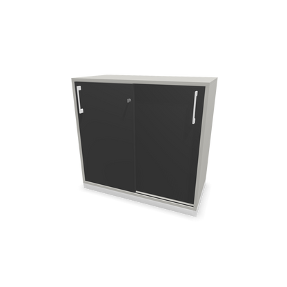 Narbutas Choice Schiebetürschrank 2-OH - 800mm - Perlgrau und dunkelgrauer Front mit Griffen Weiss