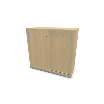Narbutas Choice Schiebetürschrank 2-OH - 800mm - Eichendekor gebleicht mit Griffen Silbergrau