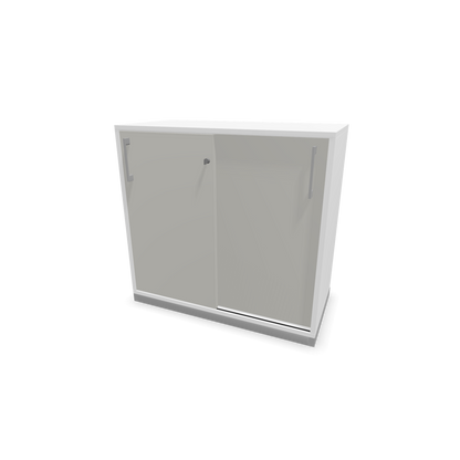 Narbutas Choice Schiebetürschrank 2-OH - 800mm - Weiss und perlgrauer Front mit Griffen Silbergrau