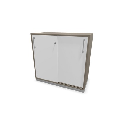 Narbutas Choice Schiebetürschrank 2-OH - 800mm - Cubanitgrau und weisser Front mit Griffen Silbergrau