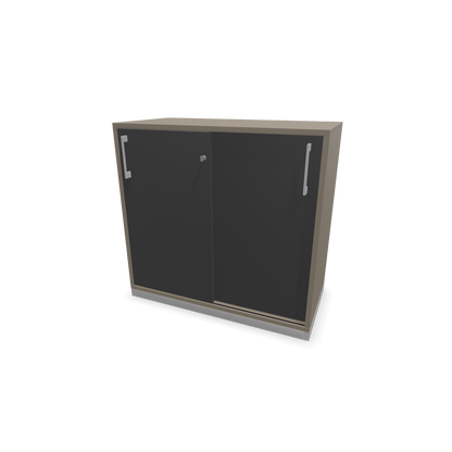Narbutas Choice Schiebetürschrank 2-OH - 800mm - Cubanitgrau und dunkelgrauer Front mit Griffen Silbergrau