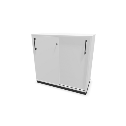 Narbutas Choice Schiebetürschrank 2-OH - 800mm - Weiss mit Griffen Dunkelgrau