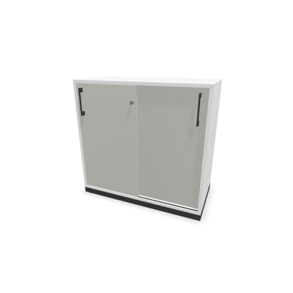 Narbutas Choice Schiebetürschrank 2-OH - 800mm - Weiss und perlgrauer Front mit Griffen Dunkelgrau