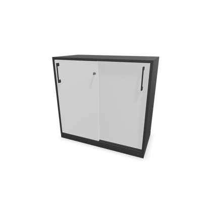 Narbutas Choice Schiebetürschrank 2-OH - 800mm - Dunkelgrau und weisser Front mit Griffen Dunkelgrau