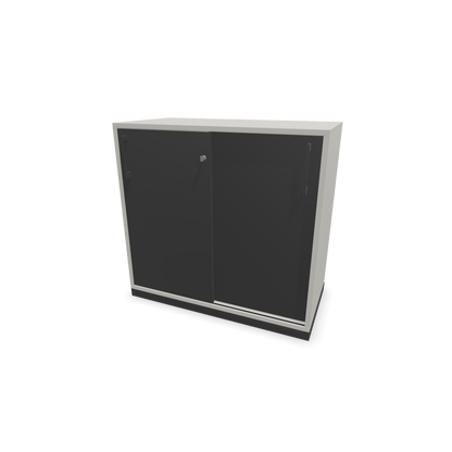 Narbutas Choice Schiebetürschrank 2-OH - 800mm - Perlgrau und dunkelgrauer Front mit Griffen Dunkelgrau