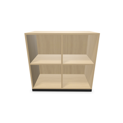 Narbutas Choice Regal 2-OH mit Trennwand 800mm breit aus Eichendekor mit Sockel Schwarz Frontansicht - 6026084