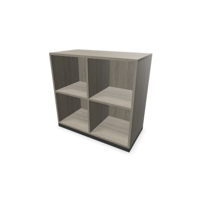 Narbutas Choice Regal 2-OH mit Trennwand 800mm breit aus Holzdekor grau mit Sockel Dunkelgrau - 6026115