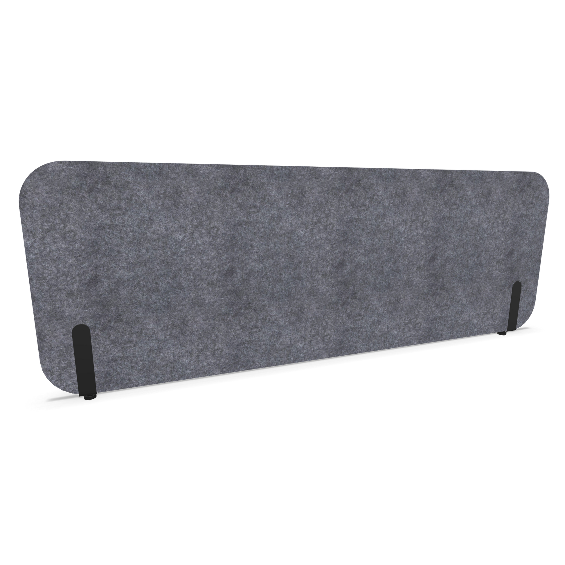 Narbutas Pet Round Tischtrennwand Grau - 1580x565 mit Halterung Schwarz Frontansicht - 6026156