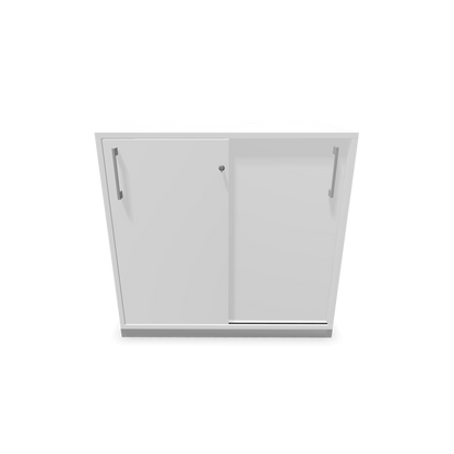 Narbutas Choice Schiebetürschrank 2-OH - 800mm - Weiss mit Griffen Silbergrau