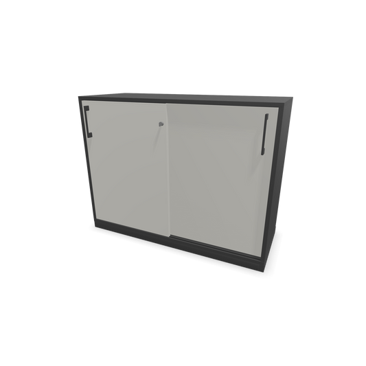 Narbutas Choice Schiebetürschrank 2-OH - 1000mm - Dunkelgrau und perlgrauer Front mit Griffen Dunkelgrau