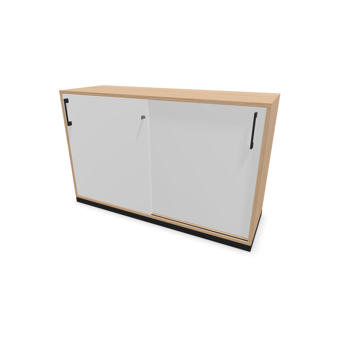 Narbutas Choice Schiebetürschrank 2-OH - 1200mm - Bernsteineichendekor und weisser Front mit Griffen Schwarz - 6026912