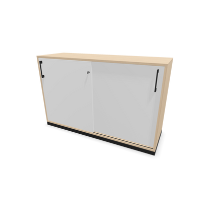 Narbutas Choice Schiebetürschrank 2-OH - 1200mm - Eschendekor sandbeige und weisser Front mit Griffen Schwarz - 6026917