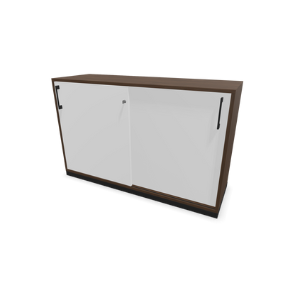 Narbutas Choice Schiebetürschrank 2-OH - 1200mm - Nussbaumdekor dunkel und weisser Front mit Griffen Schwarz - 6026922