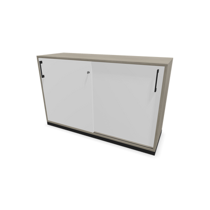 Narbutas Choice Schiebetürschrank 2-OH - 1200mm - Holzdekor grau und weisser Front mit Griffen Schwarz - 6026927