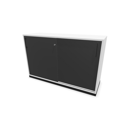 Narbutas Choice Schiebetürschrank 2-OH - 1200mm - Weiss und dunkelgrauer Front mit Griffen Schwarz - 6026937
