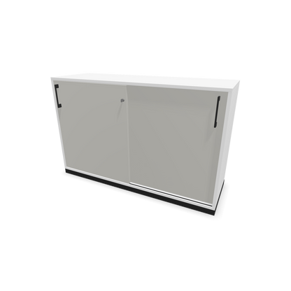 Narbutas Choice Schiebetürschrank 2-OH - 1200mm - Weiss und perlgrauer Front mit Griffen Schwarz - 6026939