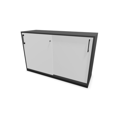 Narbutas Choice Schiebetürschrank 2-OH - 1200mm - Dunkelgrau und weisser Front mit Griffen Schwarz - 6026945