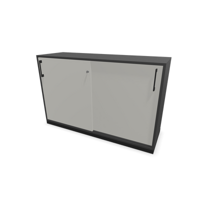 Narbutas Choice Schiebetürschrank 2-OH - 1200mm - Dunkelgrau und perlgrauer Front mit Griffen Schwarz - 6026948