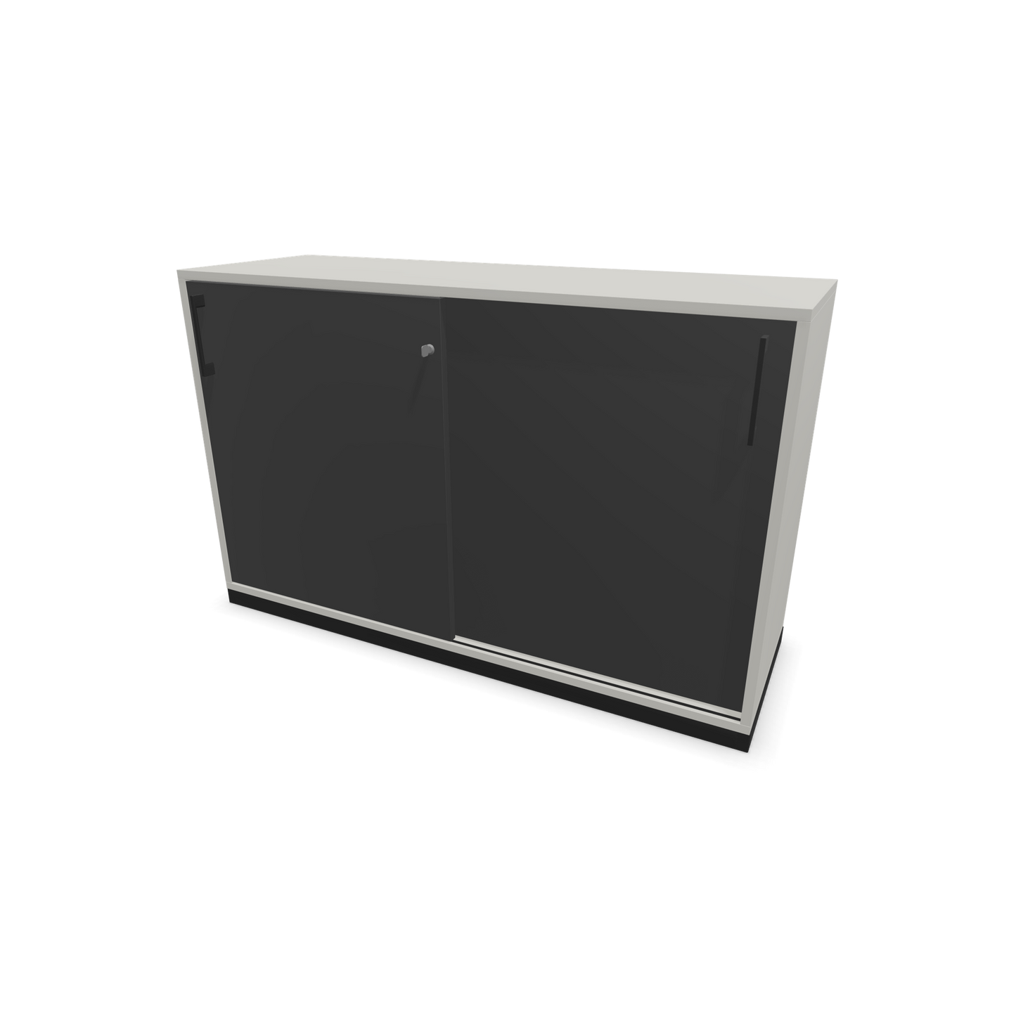 Narbutas Choice Schiebetürschrank 2-OH - 1200mm - Perlgrau und dunkelgrauer Front mit Griffen Schwarz - 6026964