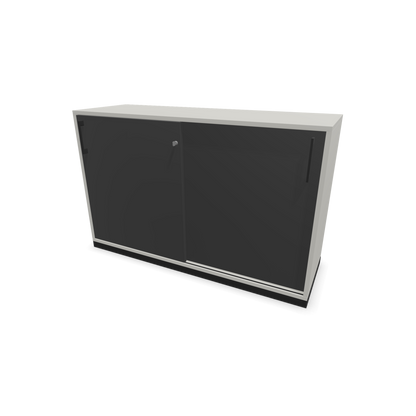 Narbutas Choice Schiebetürschrank 2-OH - 1200mm - Perlgrau und dunkelgrauer Front mit Griffen Schwarz - 6026964